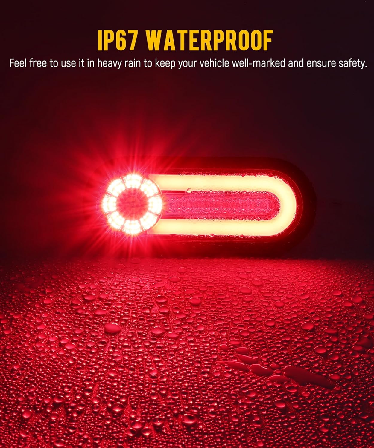 Partsam 4PCS 6 Inch Oval LED Trailer Tail Lights with Halo Glow 54 LEDs, 4-in-1 Stop Turn Tail Brake Reverse Combo Red/White/Amber, IP67 Waterproof Flush Mount Grommet Kit 10-30V, Patent Pending