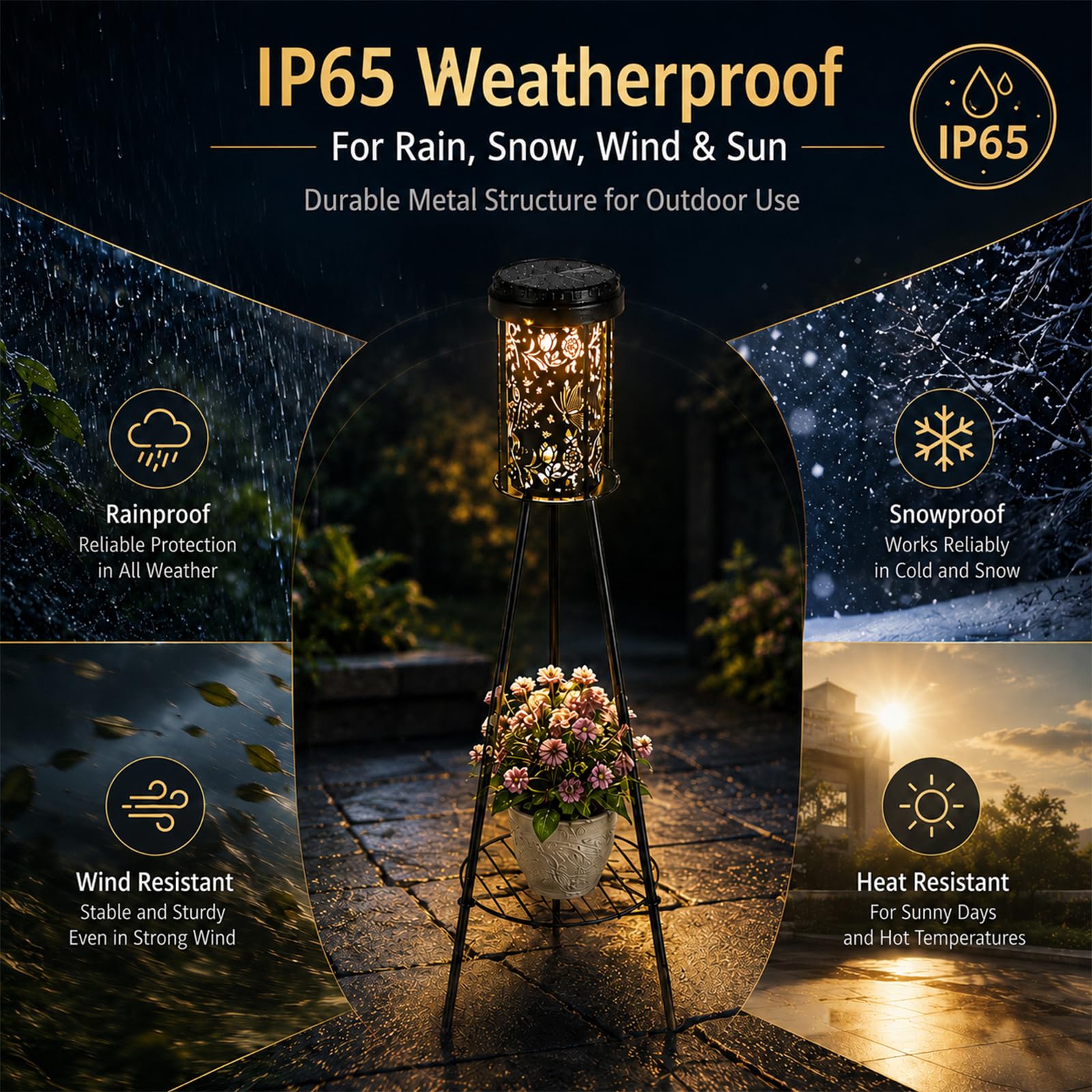 Solarlampe d’extérieur pour jardin, 1 pièce lampadaire solaire papillon avec support pour plantes, lampe décorative de jardin résistante aux intempéries, adaptée pour terrasse, jardin, cour et allées