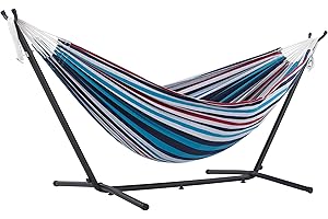Vivere Double Hammock with Space Saving Steel Stand