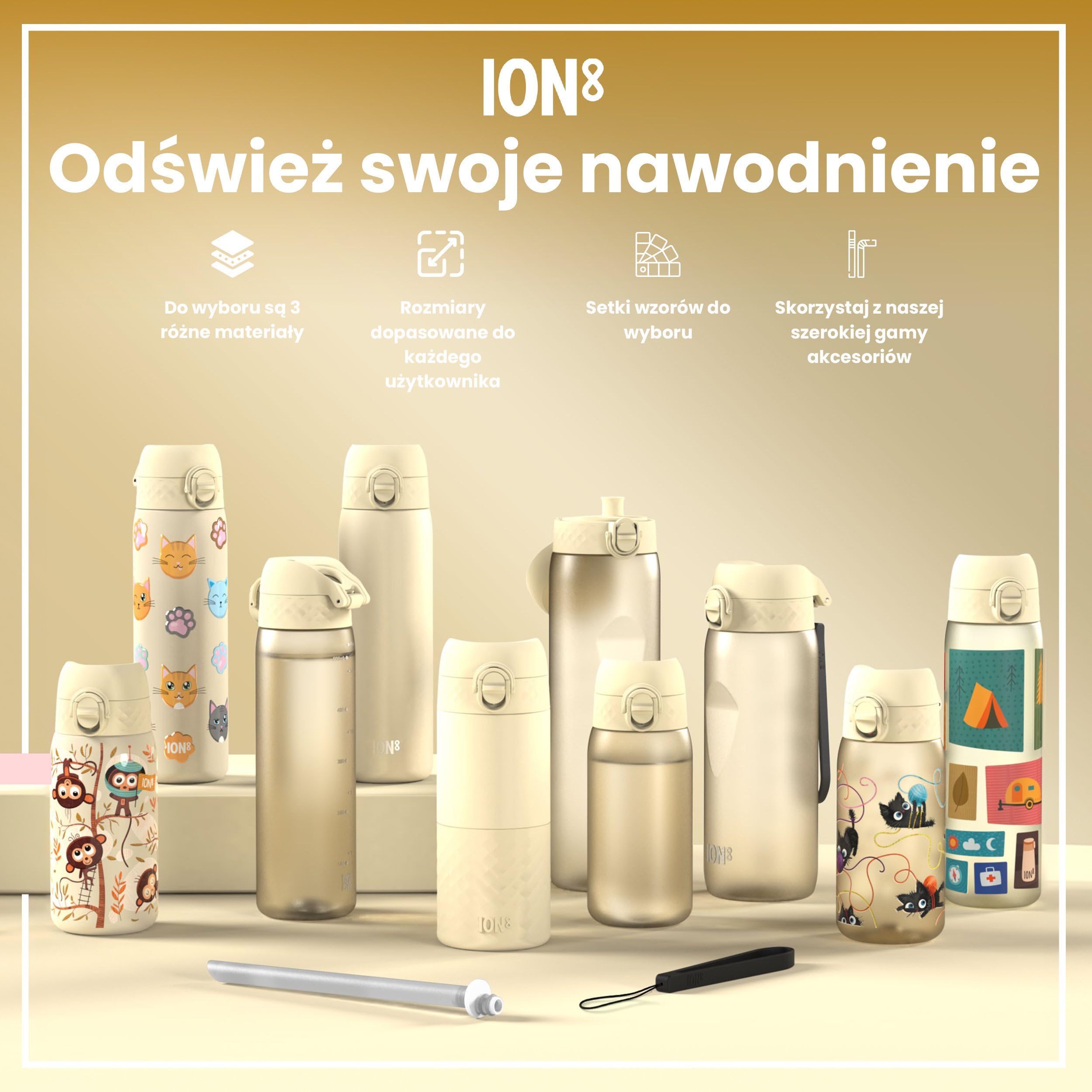 ION8 Butelka dla Dzieci, 350 ml/12 oz, Szczelna, Łatwa do Otwarcia, Bezpieczny Zamek, Można Myć w Zmywarce, Bez BPA, Uchwyt do Przenoszenia, Łatwa do Czyszczenia, Bezwonny, Owady I Życie