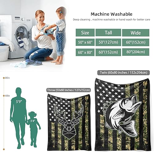 Miniatura 4 de Manta de caza de camuflaje para hombres, manta de caza de ciervos, regalos de caza para hombres, manta de caza de forro polar suave, regalo para