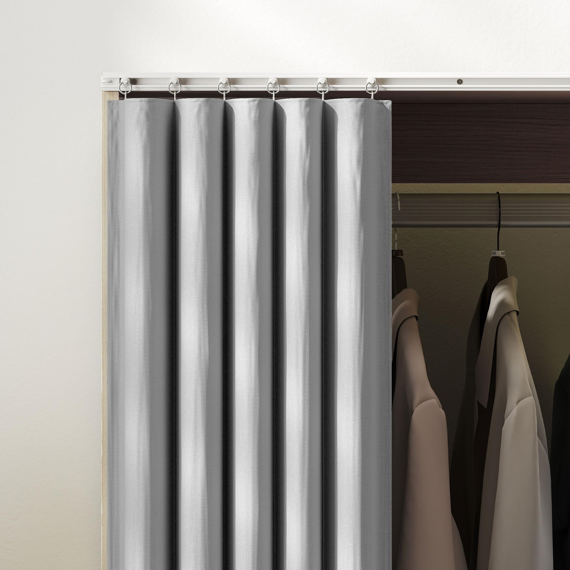 HOMCOM Armoire penderie mobile dressing avec rideau armoire de rangement 4 roulettes avec tringle de suspension et étagères, penderie vêtement roulant pour chambre, 60 x 40 x 128 cm effet bois naturel
