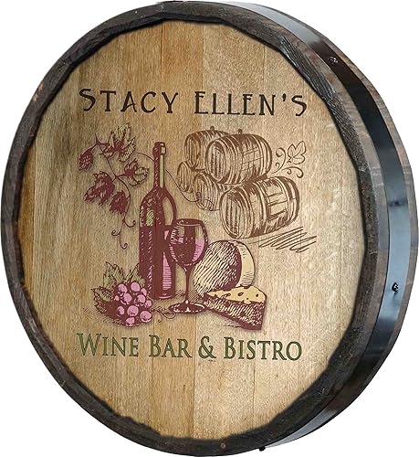 Vista 80 de THOUSAND OAKS BARREL CO. Personaliza el letrero de un cuarto de barril con cócteles de gato negro, barril de vino hecho de madera de roble de alta