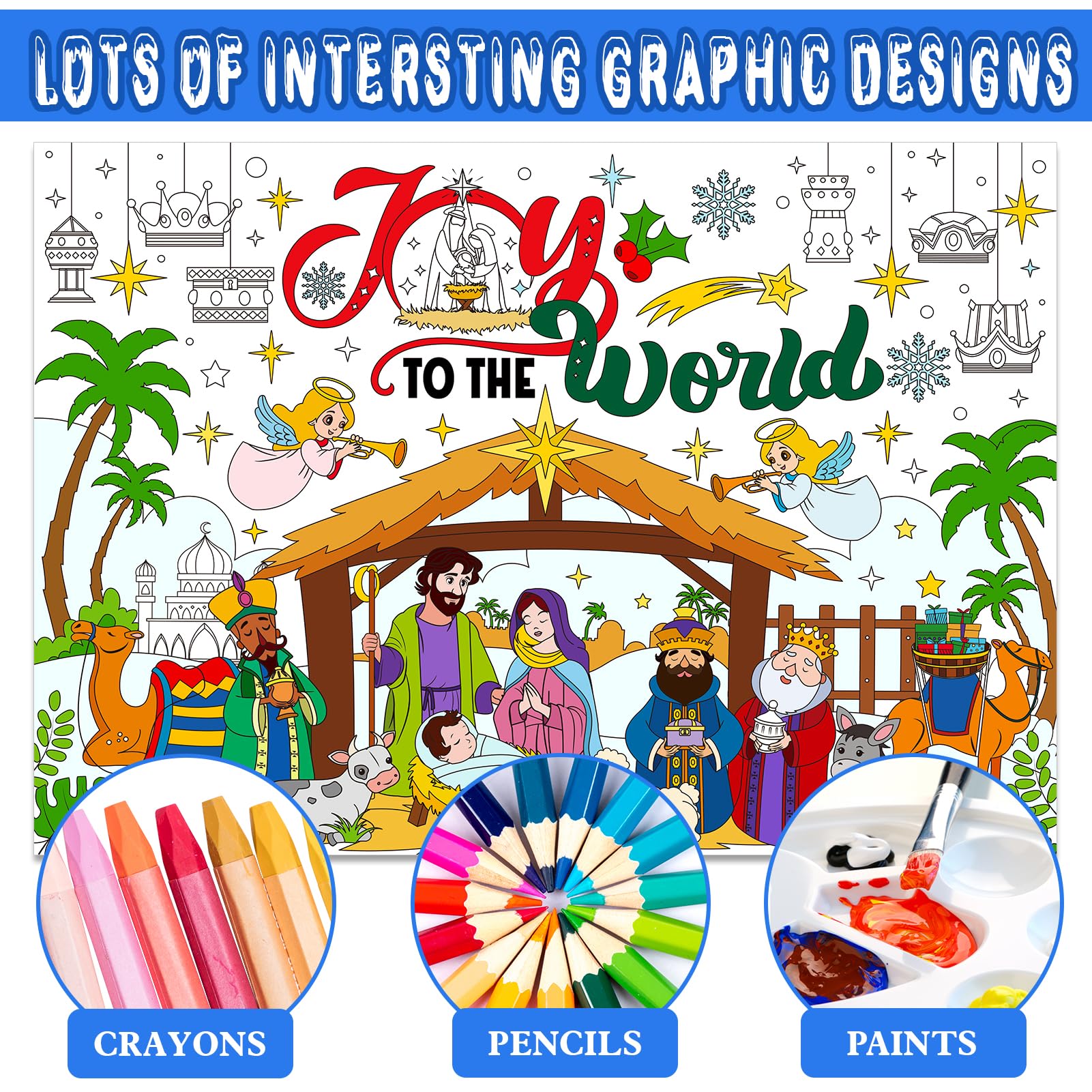 Nappe à Colorier De Noël 180x120 Cm - Papier Pour Activités Enfants - Décoration De Table Festive