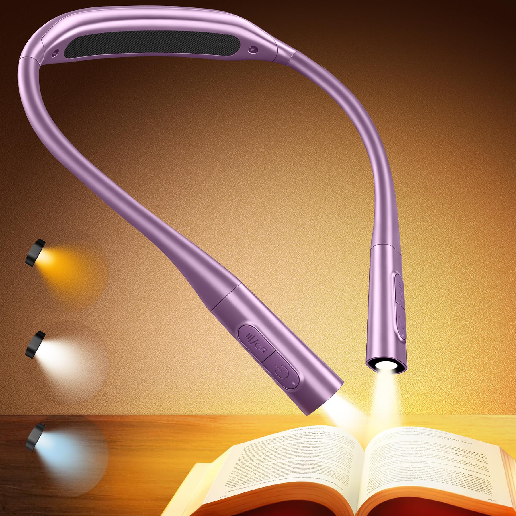 Glocusent Reading Light, Book Light & Neck Light - 100Hrs Long-Lasting, Lightweight, 5 Colors & 5 Brightness, Perfect Reading Lights for Books in Bed, Crafting Light for Knitting, Camping, Book Lovers