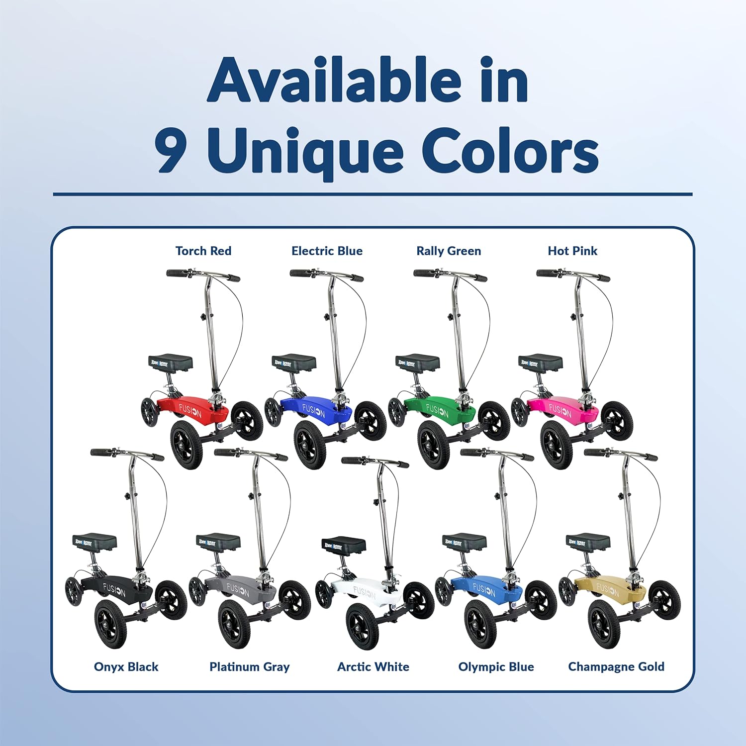 KneeRover Hybrid Fusion Knee Scooter Patent Pending All Terrain Crutch Alternative with 4 Wheel Steering (Electric Blue) : Health & Household