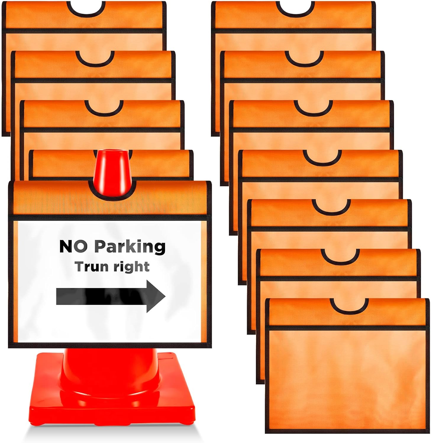 Visitors Cone Sleeve Security Visitors Indicators Orange Warning Signal Outside Exercise Warning Sports activities Cone Message Sleeve for Outside Driveway Highway Alerts(12 Items)