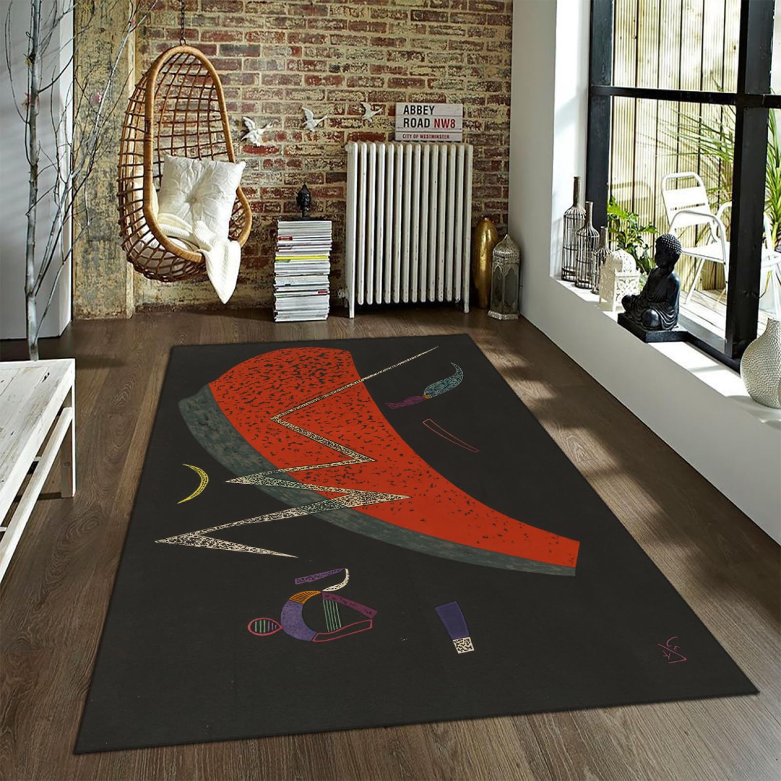 Tapis enfants antidérapant Kandinsky Watermelon grand format lavable pour salon