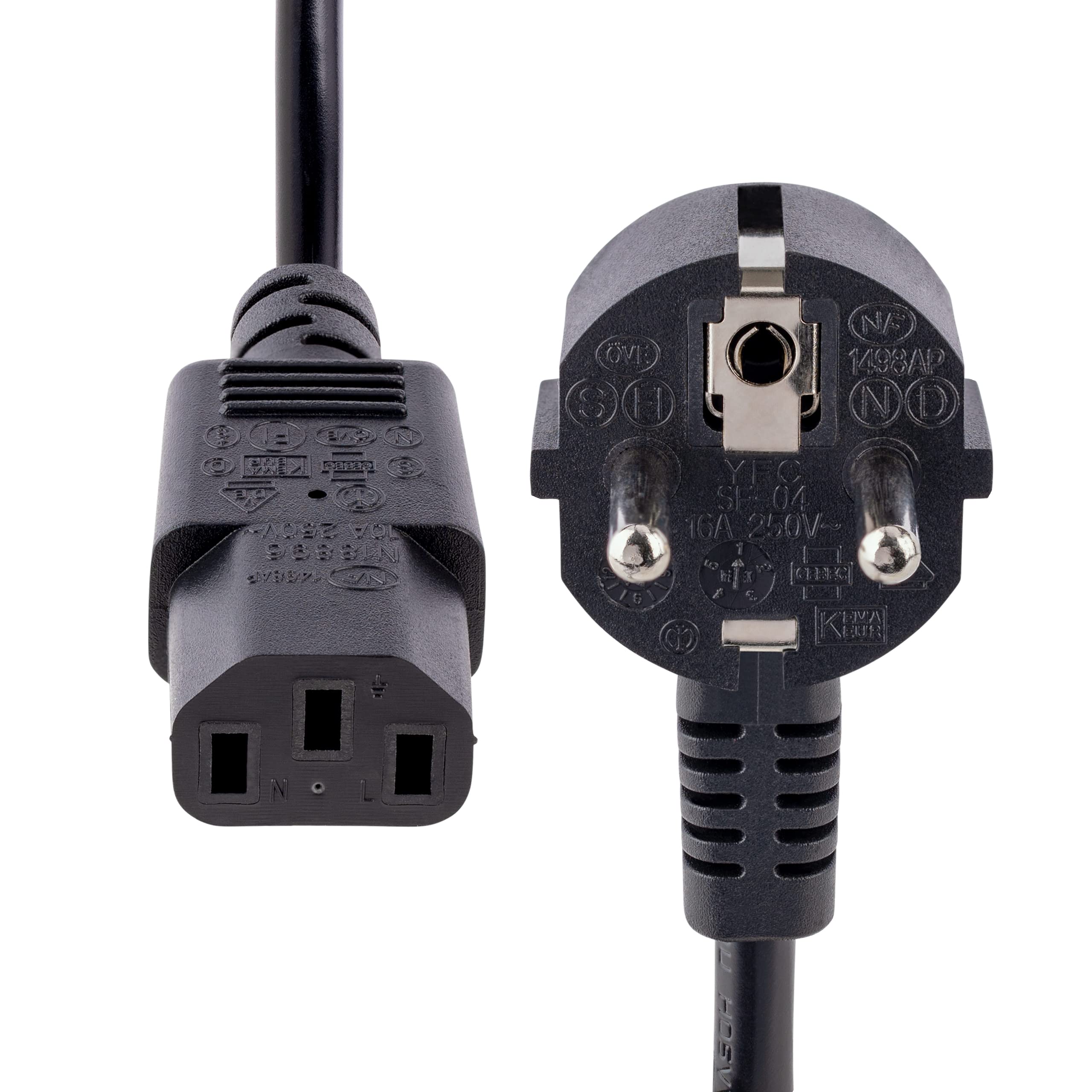 ETEC Cavo Alimentazione 3 Poli 1,0 M – Spina Schuko A 90° Su C13 Dritto, Per PC, Monitor, Stampanti E Console
