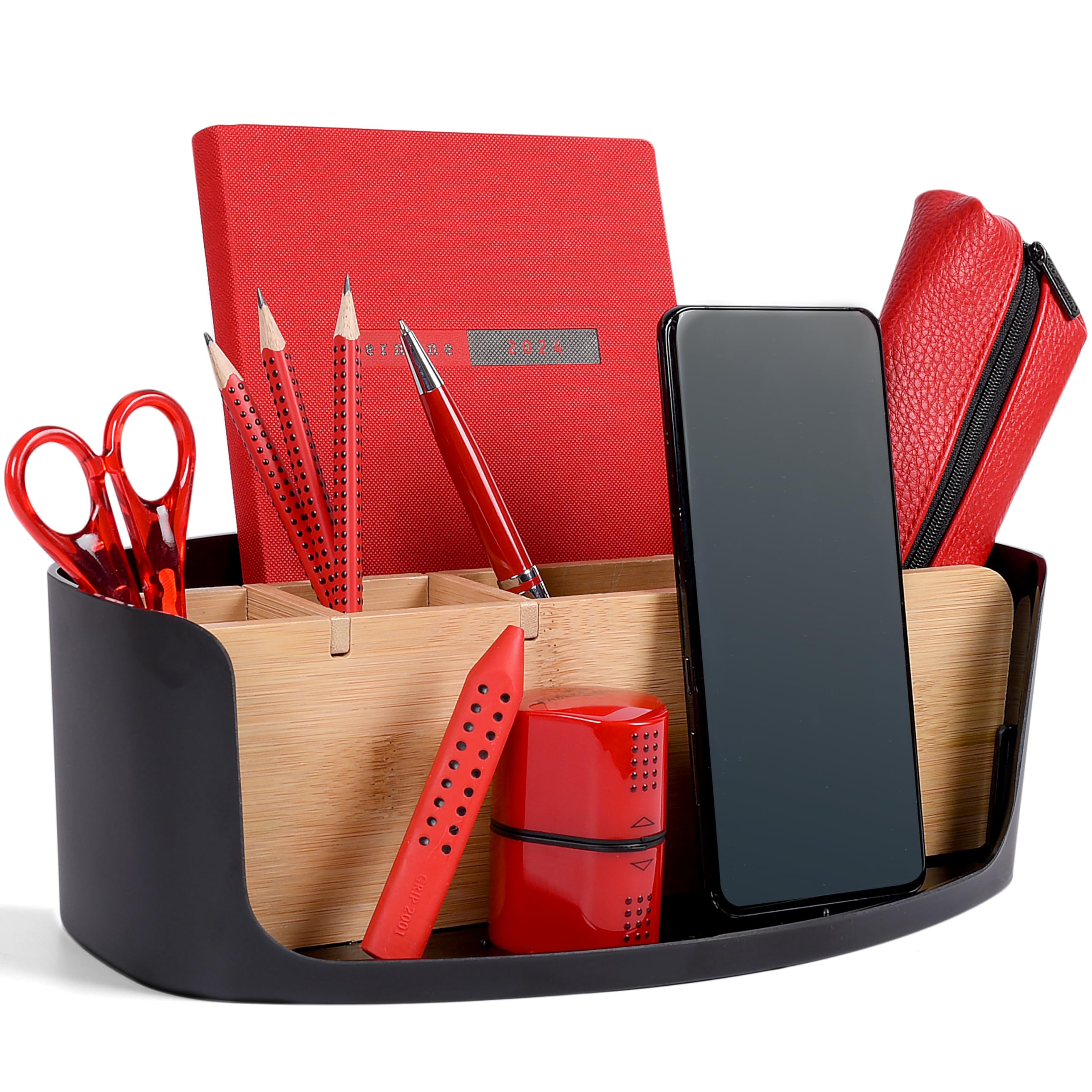 LIVONDO Eco Desk Organiser, Office, Cosmetic & Home Office Storage (Ellipse, Black)