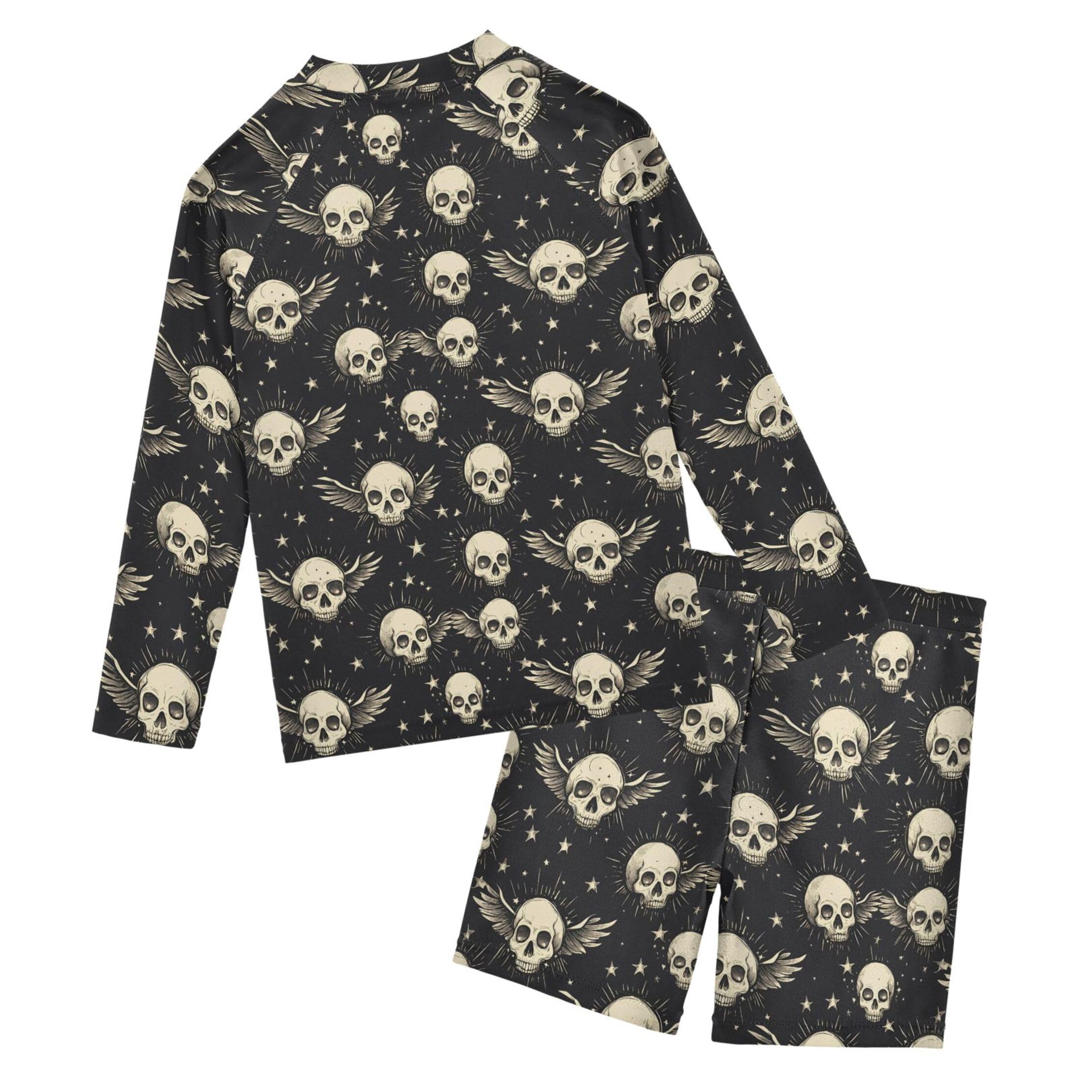 Skull Wing Baby Boys' Toddler Long Sleeved Rashguard Swim Bathing Suit Set B0404506