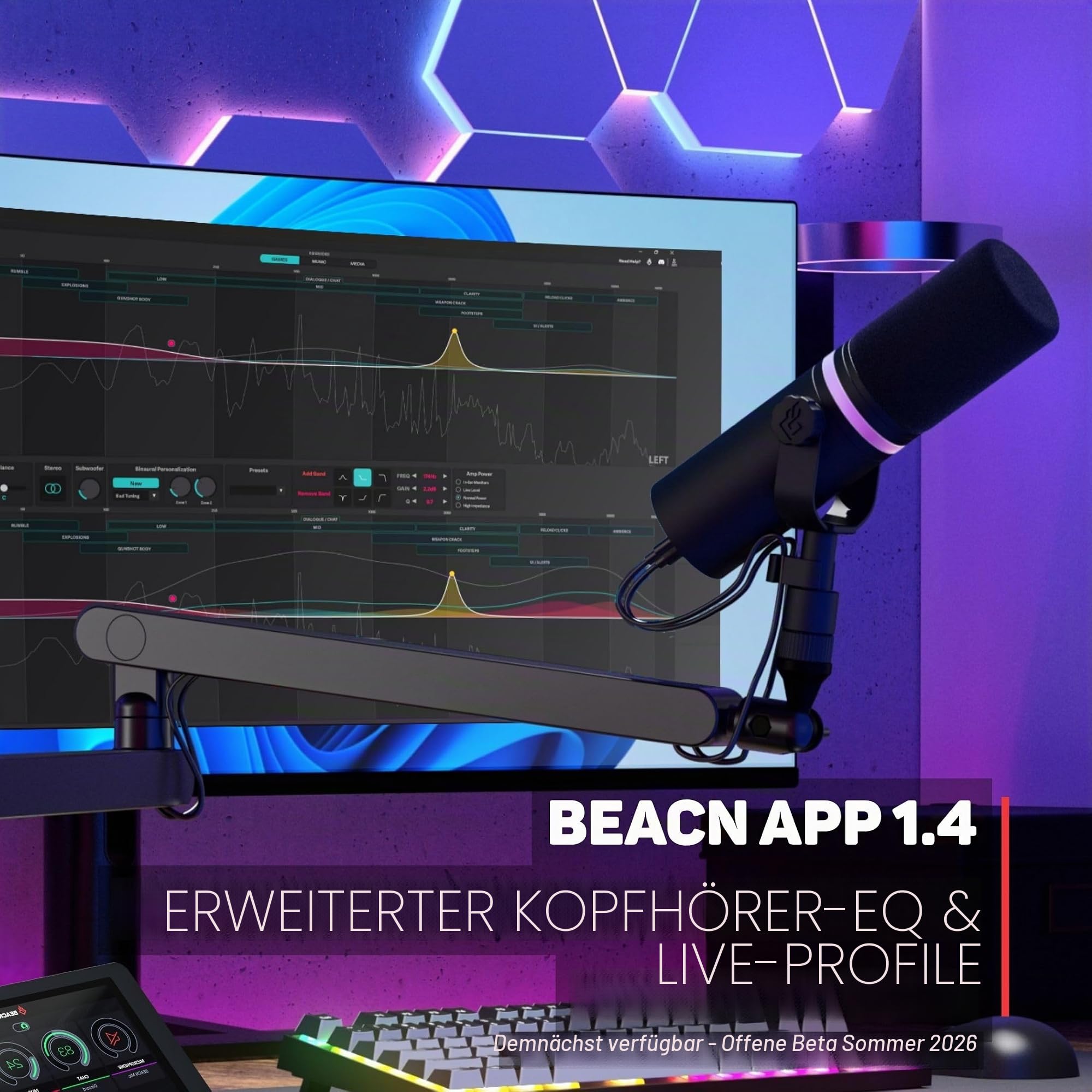BEACN Mix Create Dark USB C Windows Audio Mixer with 5 inch Color Display, 4 Button knob Paging, Audio Routing, submixes, Mute Modes, for Content Creators, Streaming, Gaming, YouTube, Podcasting