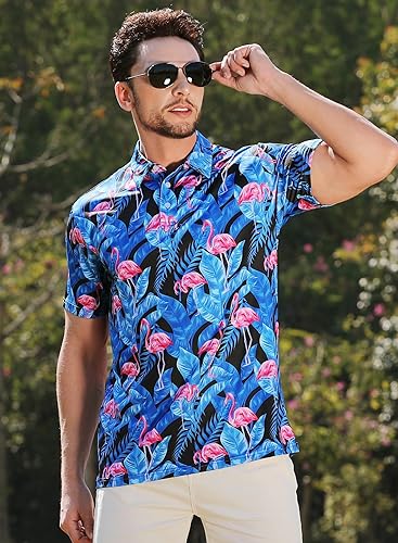 Miniatura 2 de APTRO Camisas de golf para hombres, camisas polo hawaianas que absorben la humedad, ajuste seco con estampado y manga corta