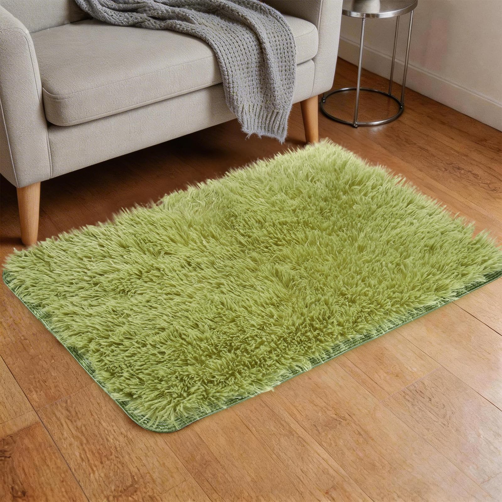sourcing map Small Fluffy Rug 40x60cm Fluffy Carpet Mat Grass Green