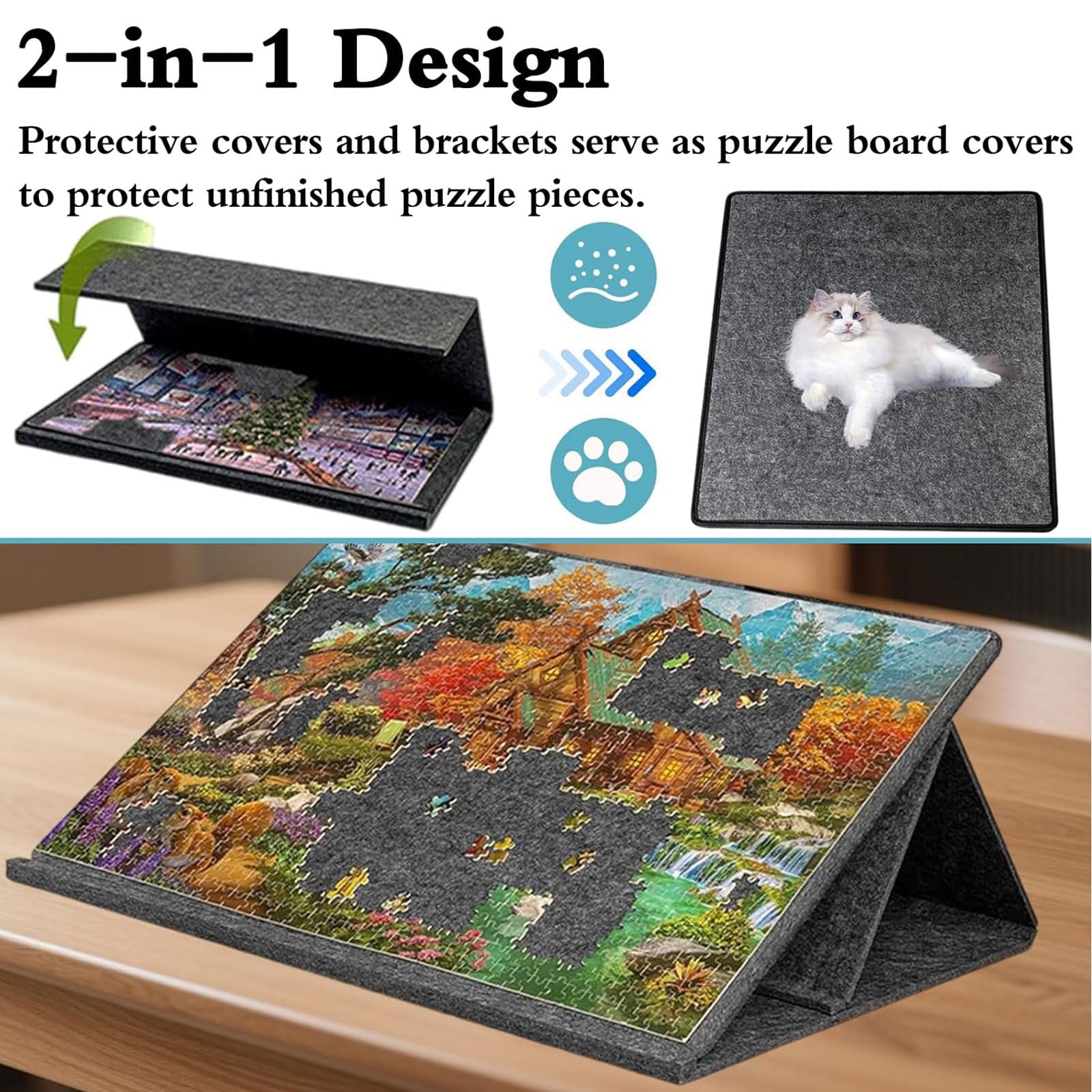 Support Puzzle Table Puzzle Inclinable Tapis Puzzle 1000 Pieces Trieur Puzzle Planche A Puzzle Tableau De Puzzle Portable LéGer en Feutre