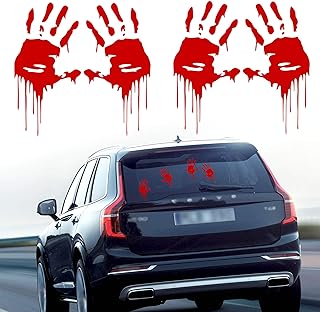 TOMALL 4Pcs Bloody Dripping Hands Reflective Stickers for Car Bumper Funny Halloween Theme Creative Bleeding Decals Decoration for Car Windshield Windows Motorcycle Fuel Tank - Buy now