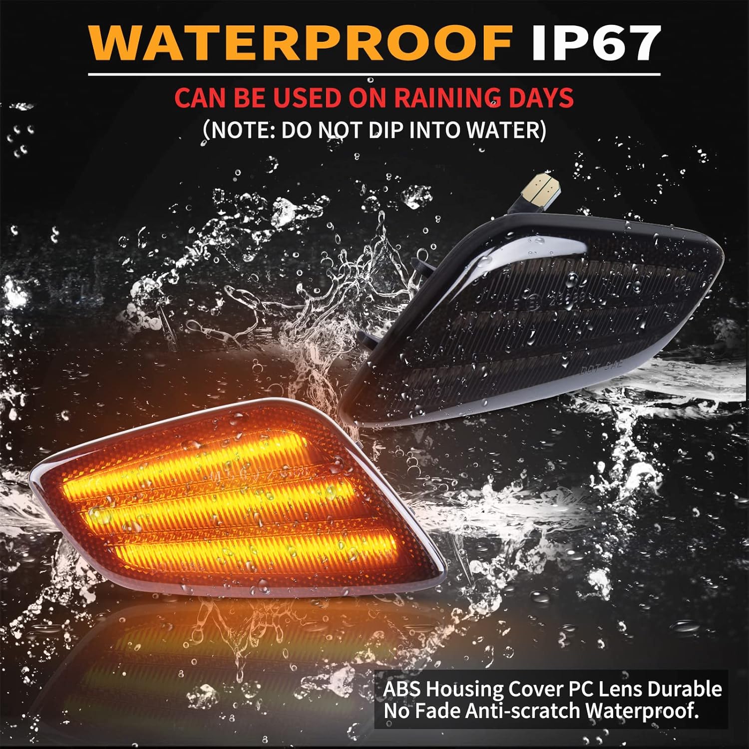 Gempro Led Side Marker Lights Front Signal Lamps for 1997-2006 Wrangler TJ 55155629AC 55155628AC Driver and Passenger, 2PCS (Smoked Len)