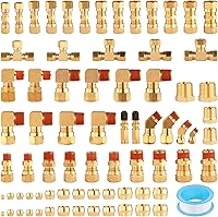 Ailbiuko 74Pcs DOT Air Brake Fittings Kit Brass Compression Tubing Assortment 1/8"-5/8" for Trucks Trailers Industrial Use