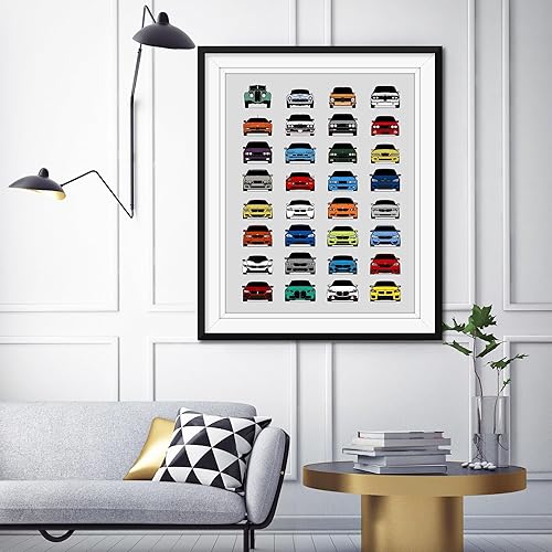Miniatura 3 de Volkswagen Golf GTI Generations Inspired Car Poster - Handmade Print of VW GTI (Car Models MK1 to MK8) - Multi, 11x14" Metallic Print