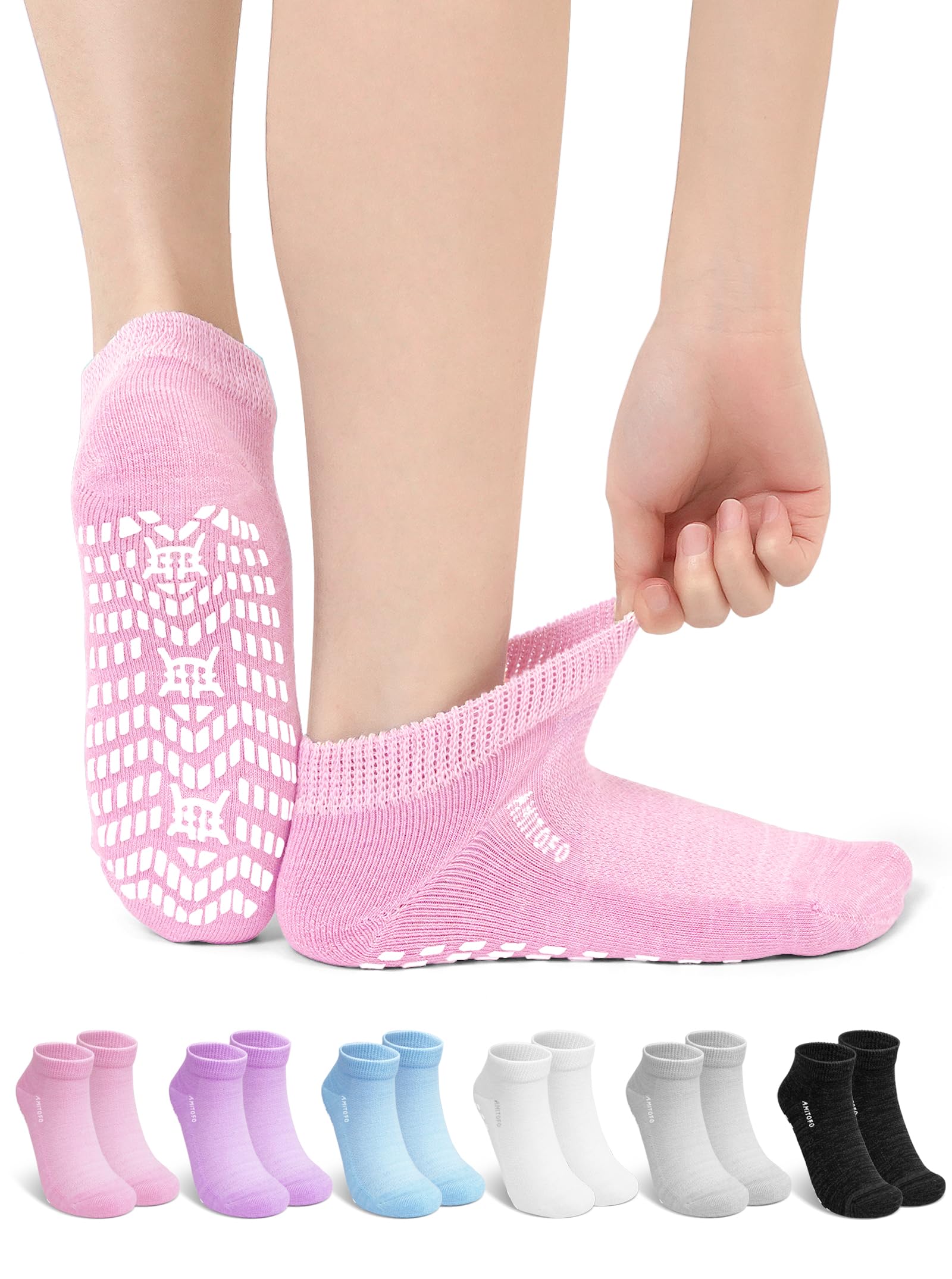 ZFSOCK Diabetiker Socken Herren und Damen: Bambus Diabetikersocken Atmungsaktiv ohne Gummi & Naht – Kurze Stoppersocken mit ABS Noppen für Senioren Schwangere Geschwollene Füße und Alltag