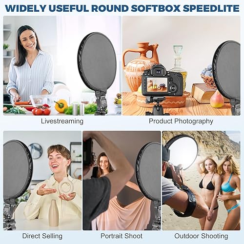 Miniatura 4 de Pilipane Speedlite - Caja de luz redonda de 15.75 pulgadas/15.7 in, difusor de flash portátil de estudio, softbox con bolsa de transporte para