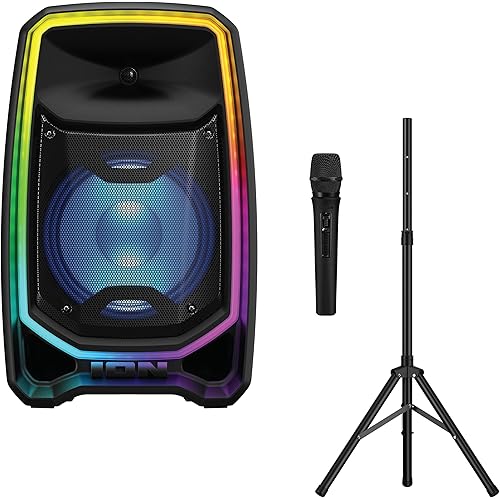 ION Total PA Freedom High-Power Speaker System with 650-Watt Sound, Wireless Microphone, Bluetooth, Ultimate Bass, Integrated Mixer and Edge-Glow Lights (Renewed)