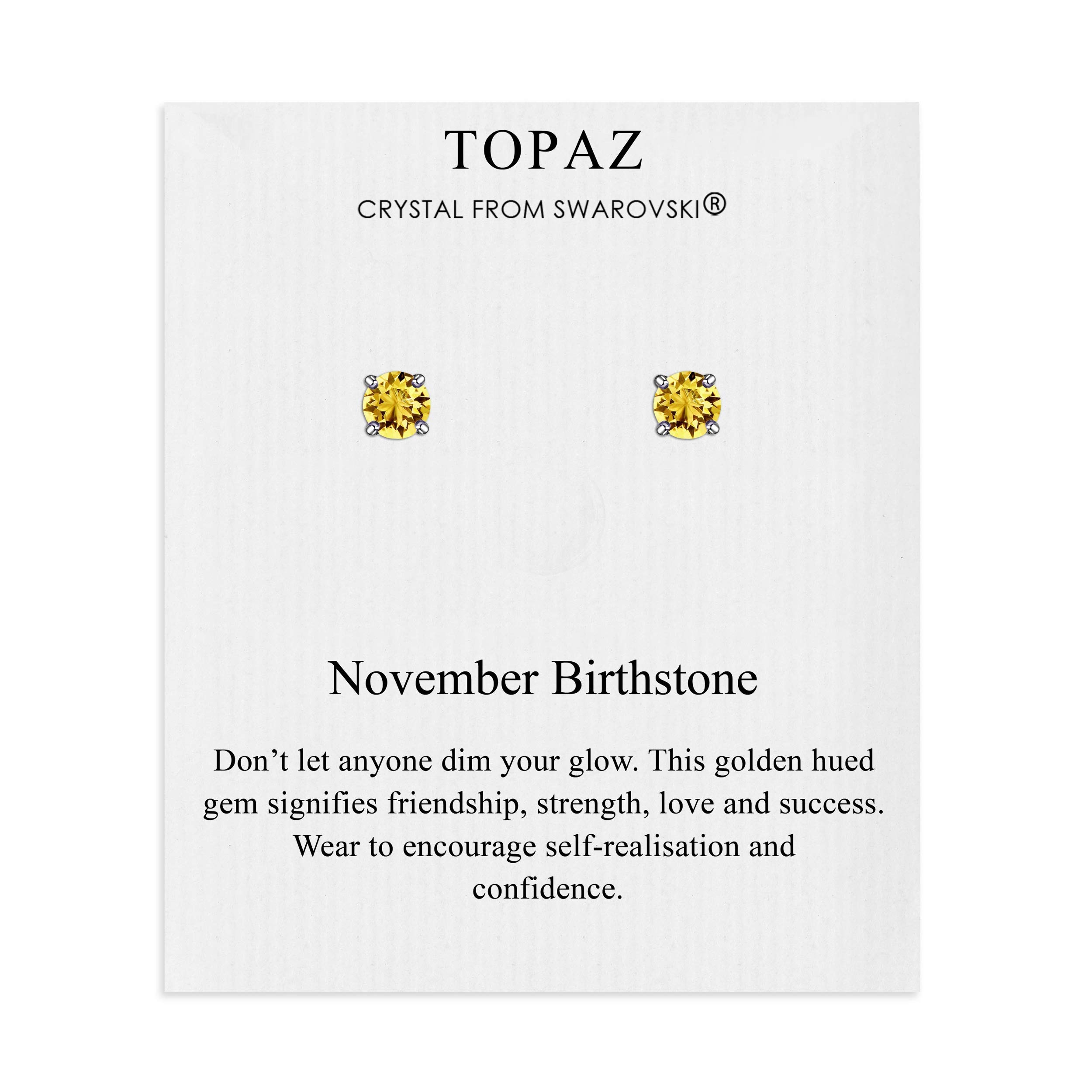 November (Topaz) Birthstone Earrings Created with Zircondia® Crystals