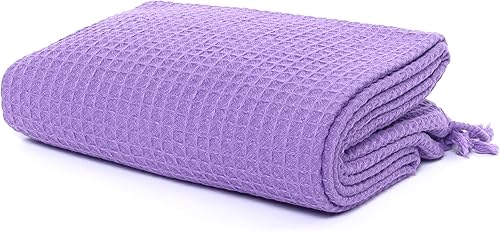 Miniatura 6 de PÜSKÜL - Toallas turcas de playa de algodón ultra suave con tejido de gofre, 67 x 33 pulgadas, paquete de 4 unidades (morado claro, 4)