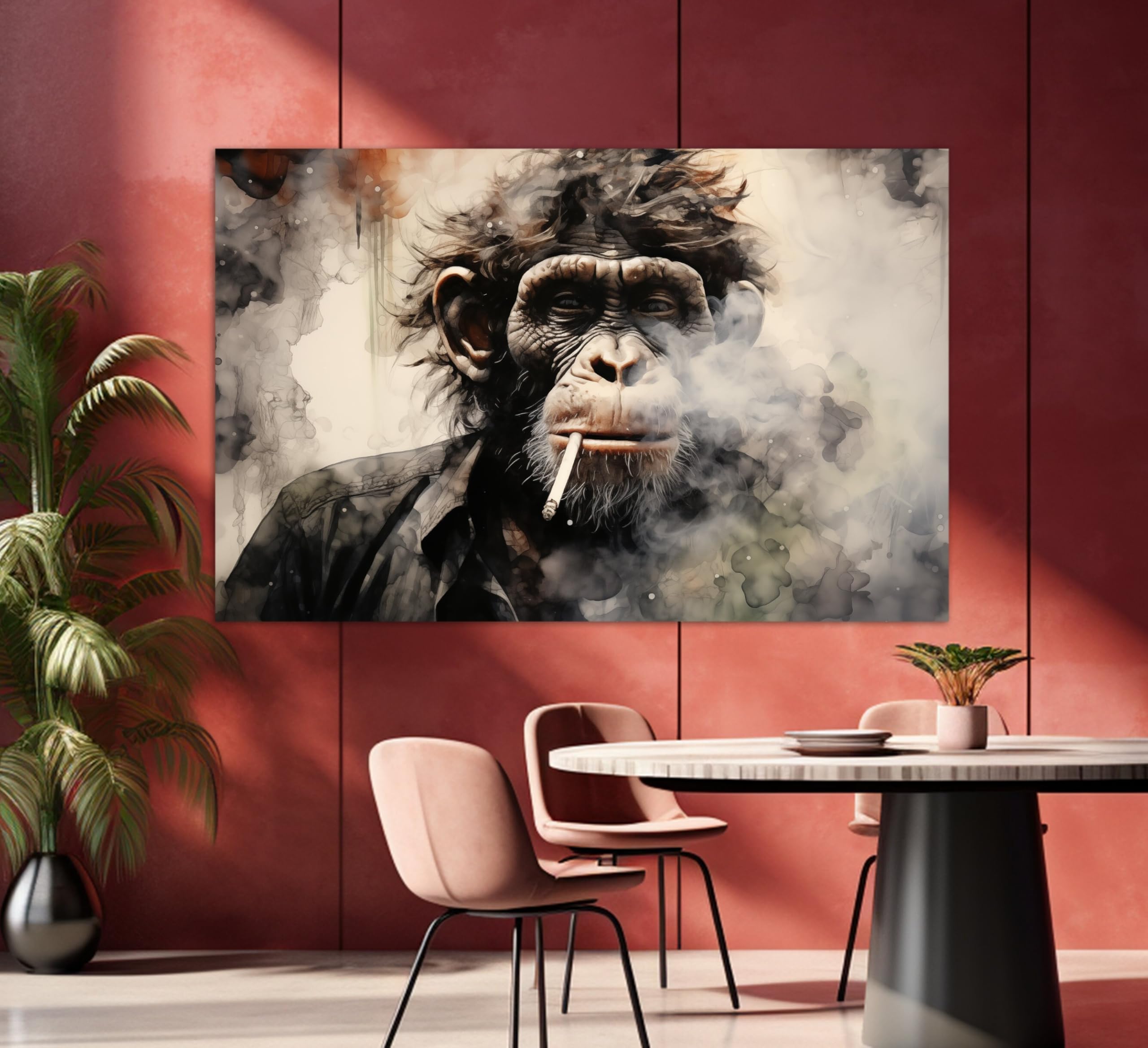 Tableau abstrait singe cigarette pour habiller un grand mur vide - 7