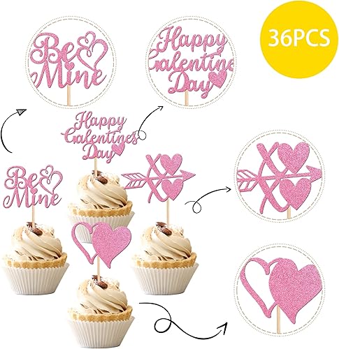 Miniatura 3 de 36 piezas de decoración para cupcakes con purpurina para el día de San Valentín dulce amor sé mío para el día de San Valentín boda despedida de