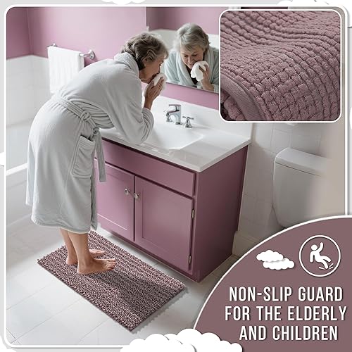 Miniatura 283 de Yimobra - Tapete de baño largo de felpilla, grande de 55.1 x 24 pulgadas, microfibra gruesa, absorbente, extrasuave, antideslizante, peludo, lavable