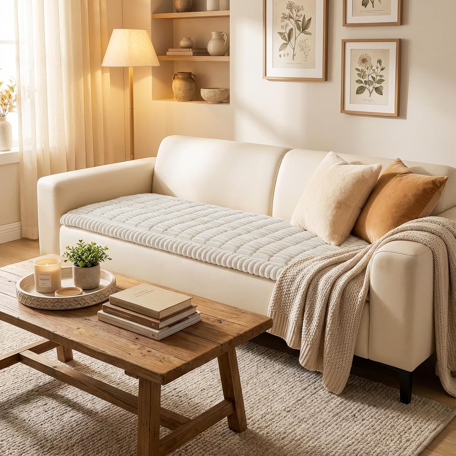 smiry couch cover for dogs washable, non slip fuzzy pet couch covers for 3 cushion sofa pet friendly, thick soft sofa slipcovers cushion protector (white, 27.6" x 70.9") white 27.6" x 70.9"