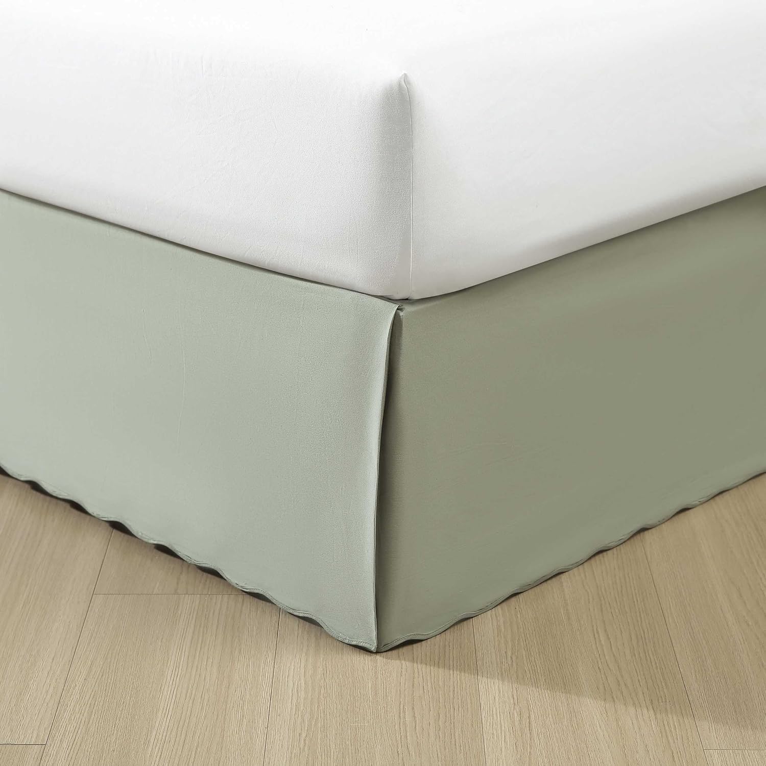 Stone Cottage - King Bedskirt, Cotton Tailored Bedskirt with Split Corners, Simple Ideal Bedding Set (Solid White, King)