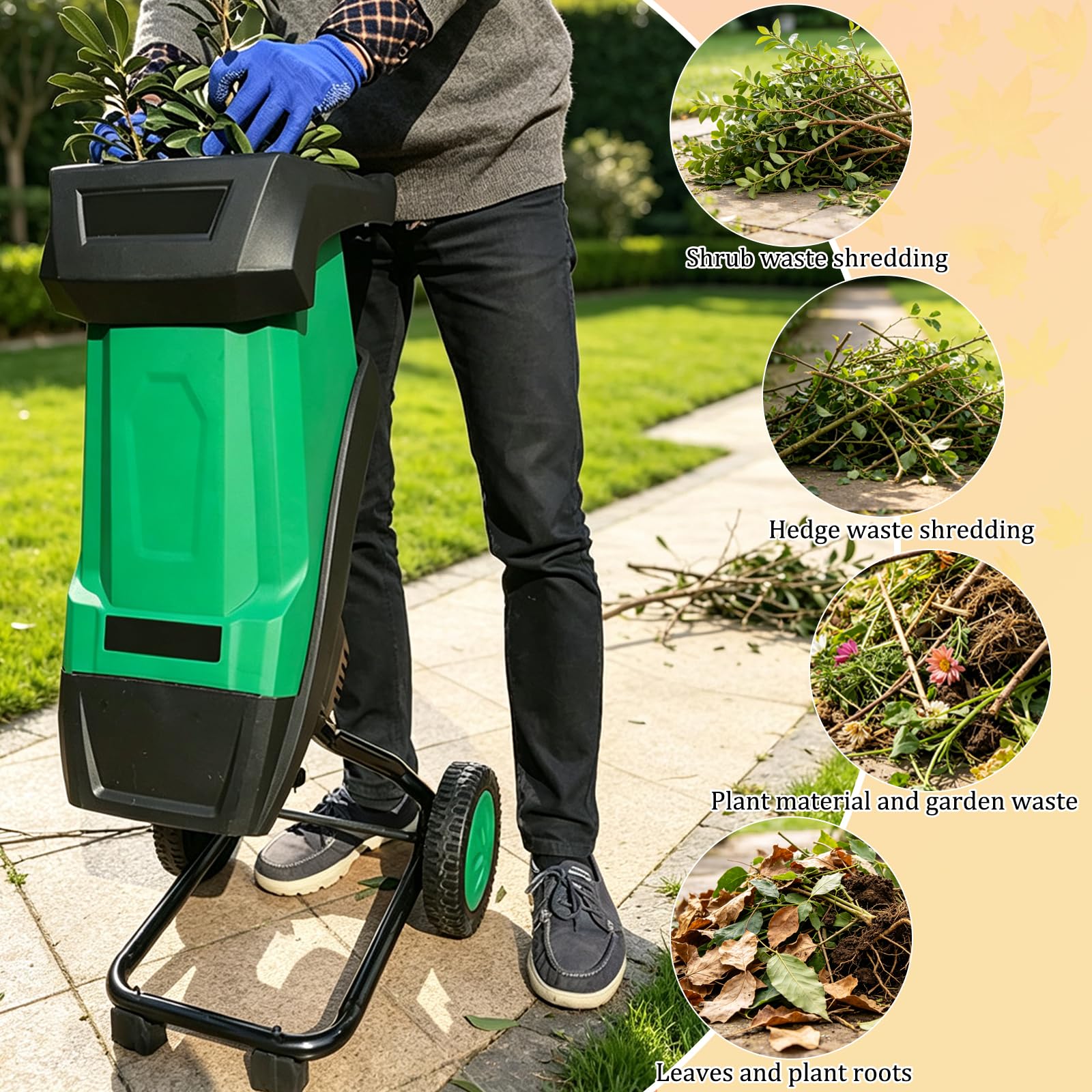 Broyeur De Bois électrique Pour Jardin, Capacité De Coupe De 39 Mm
