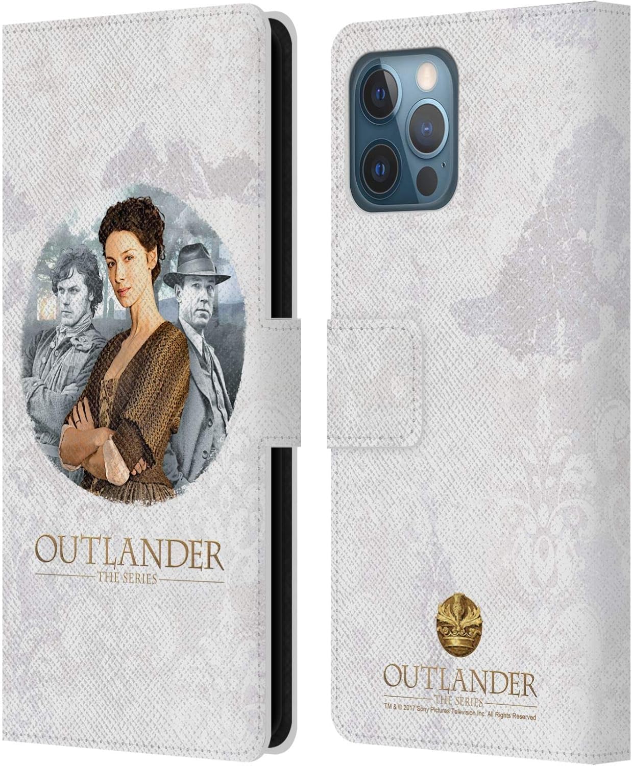 Head Case Designs Officially Licensed Outlander Claire & Jamie Kiss Portraits Leather Book Wallet Case Cover Compatible with Apple iPhone 12 Pro Max