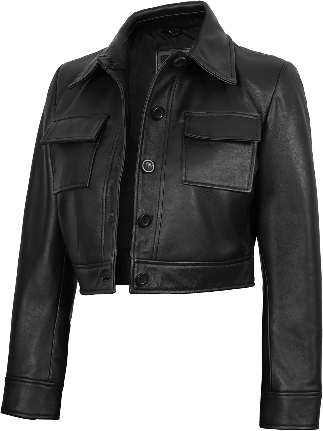 Decrum Cropped Leather Jacket Women – Trendy Short Real Lambskin Womens Leather Jacket