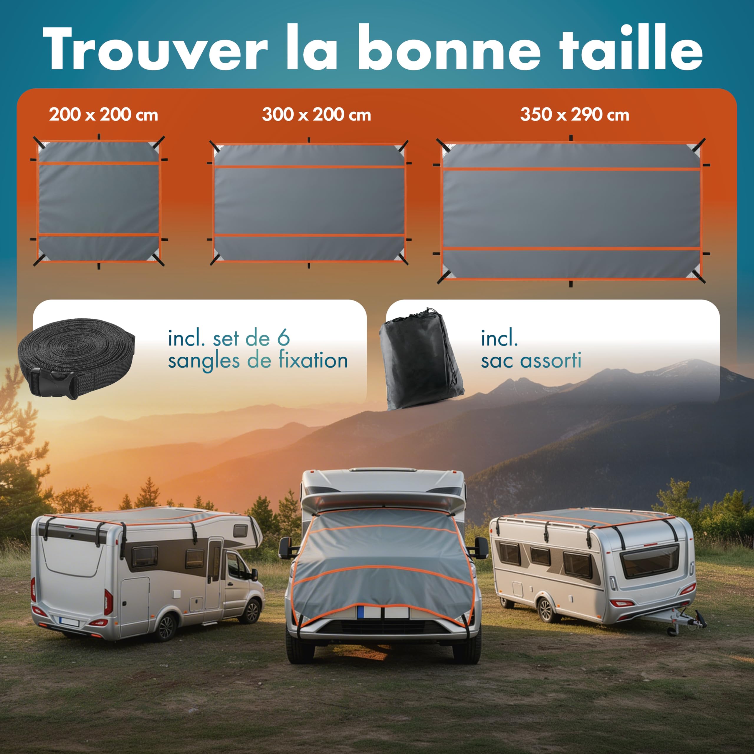 WALSER Protection grele Camping-Car/Caravane Perma Protect, Garage Anti-grele Taille Universelle, Housse Protection vehicule Loisirs - Taille L (350 x 290 cm) Gris