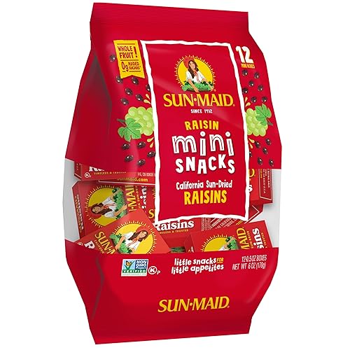 Vista 48 de Sun-Maid California Raisins Snack Cajas de 1 onza Paquete de 6 Fruta seca natural entera Sin sabores artificiales Sin OMG