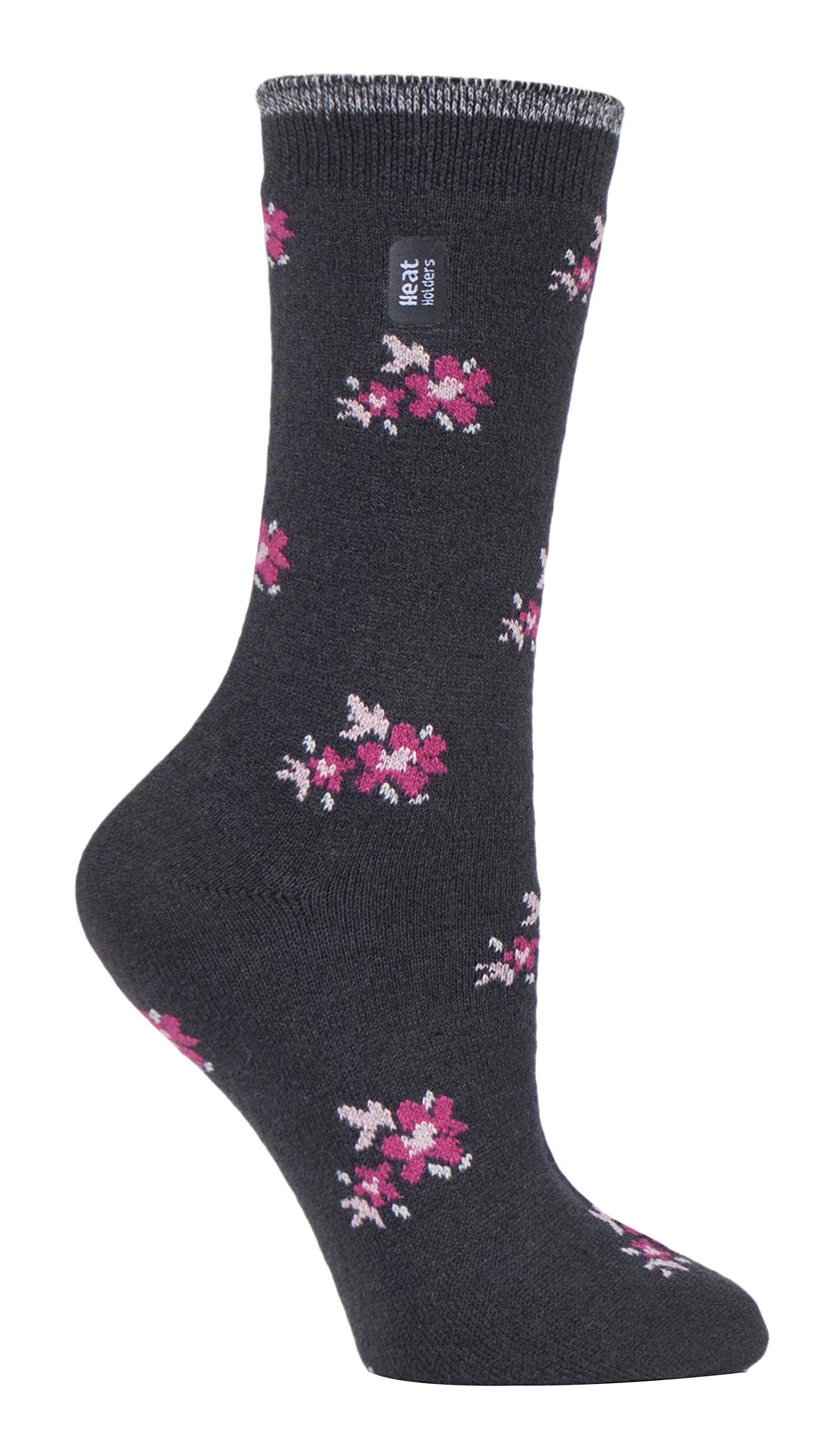 Heat Holders (6-11 Uk, Black (Whittaker)) Mens Turnover Thermal Fleece Lined Bed Socks With Non Slip Grips