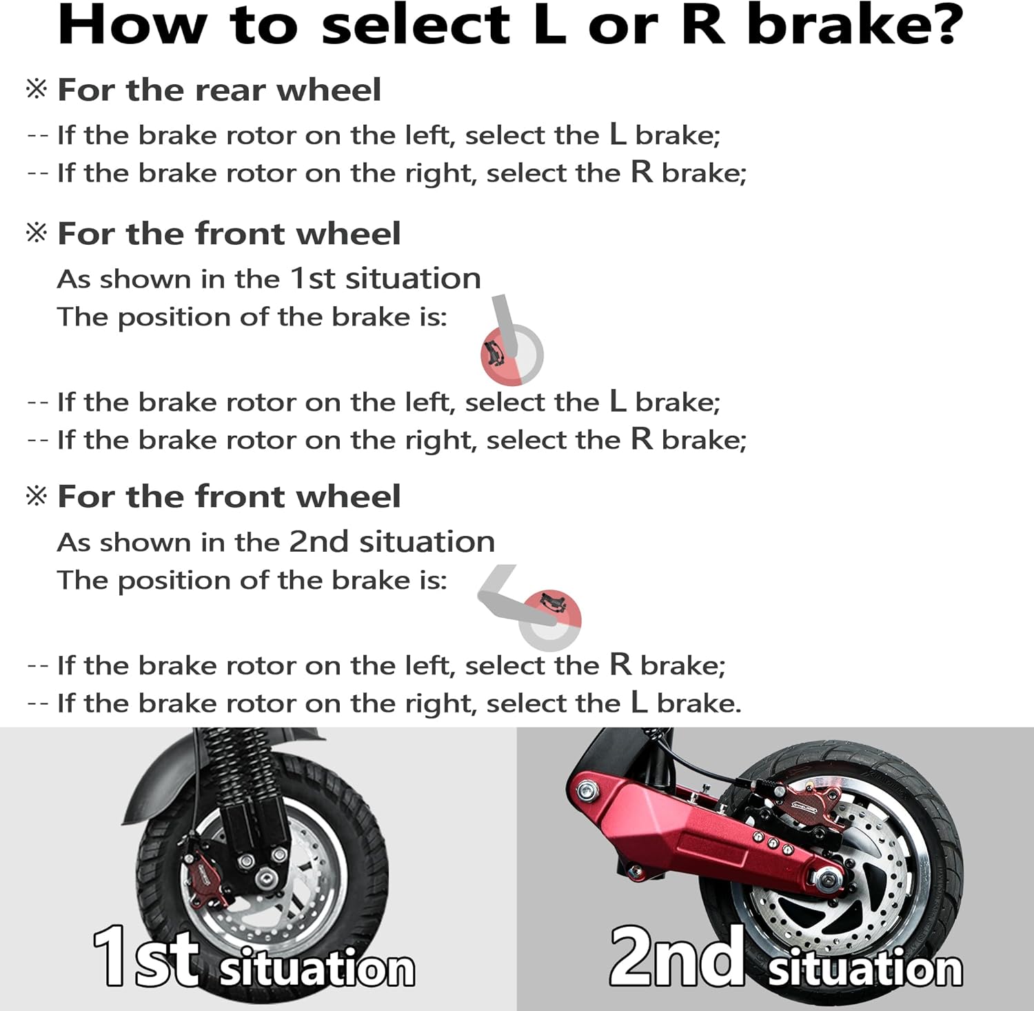Brake caliper installation on scooter wheel