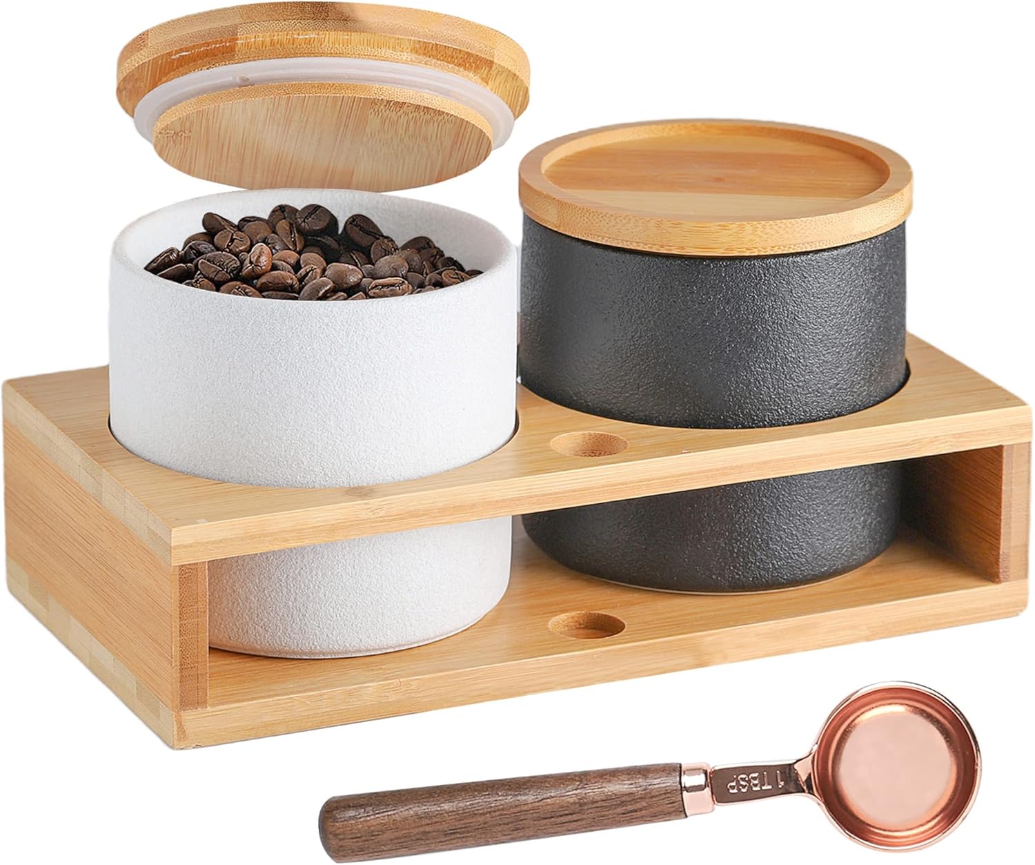 Coffee Containers with Shelf & Scoop 2 x 17.9OZ(530 ML) Ceramic