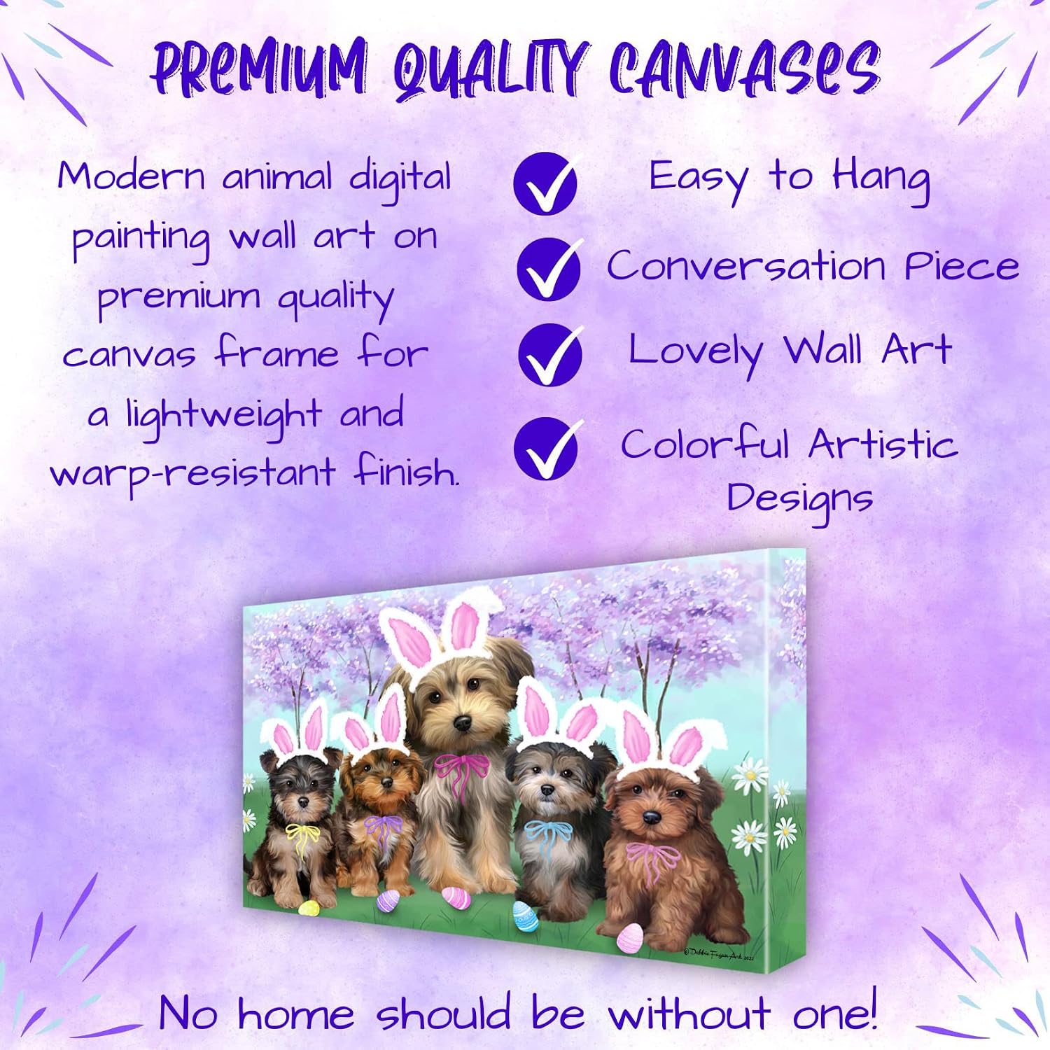 Doggie of the Day Easter Holiday Yorkipoo Dog Canvas Wall Art - Premium Quality Ready to Hang Room Decor Wall Art Canvas - Unique Animal Printed Digital Painting for Decoration, 16"x20"