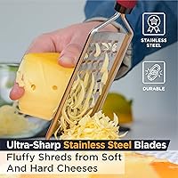 Vista 3 de Deiss PRO Coarse Grater & Hand Held Cheese Grater - Sharp Stainless Steel Blades, Non-Slip Handle, Small Cheese Grater for Kitchen, Shredder