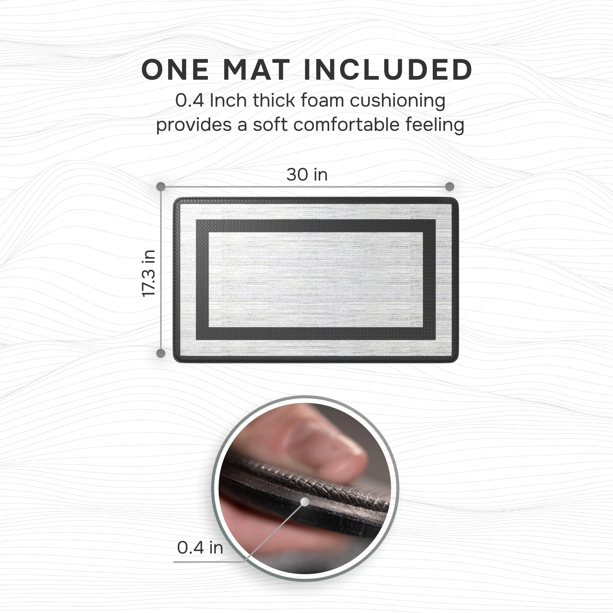 Homergy Anti Fatigue Kitchen Mats for Floor 1 PCS, Memory Foam Cushioned Rugs, Comfort Standing Desk Mats for Office, Home, Laundry Room, Waterproof & Ergonomic, 17.3Ã—30.3, Fabric Black