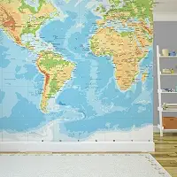 Papel de Parede Mapa Mundi Painel 4 rolos - 6m²