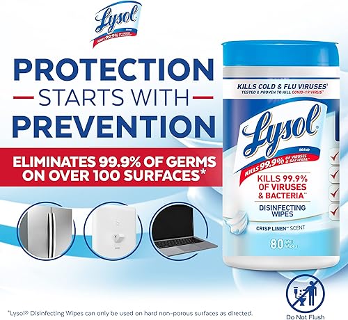 Miniatura 5 de Lysol Toallitas desinfectantes lino nítido 80 unidades el embalaje puede variar