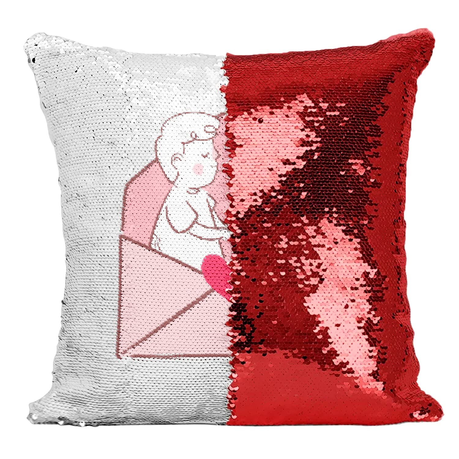 Coussin à paillettes rouge romantique pour décorer un salon cocooning