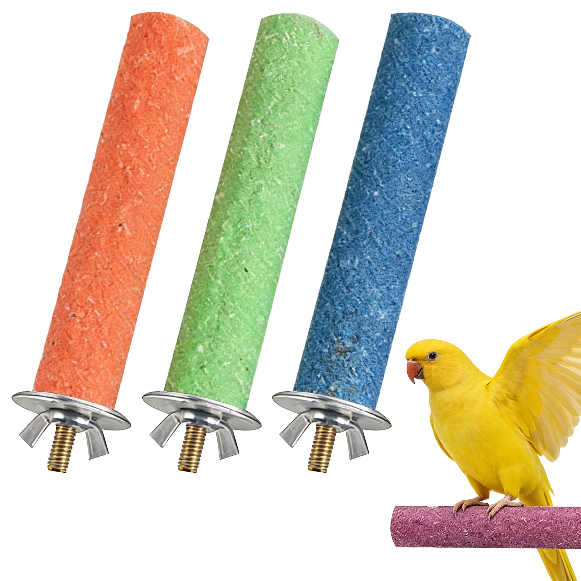AFIODA 3 Pcs Parrot Perches 20cm, Colourful Bird Cage Perch Bars, Sanded Wood Perches for Parrot Budgie Parakeet Cockatiel Conure Lovebird, Paw & Nail Grinding Stand, Random Colours