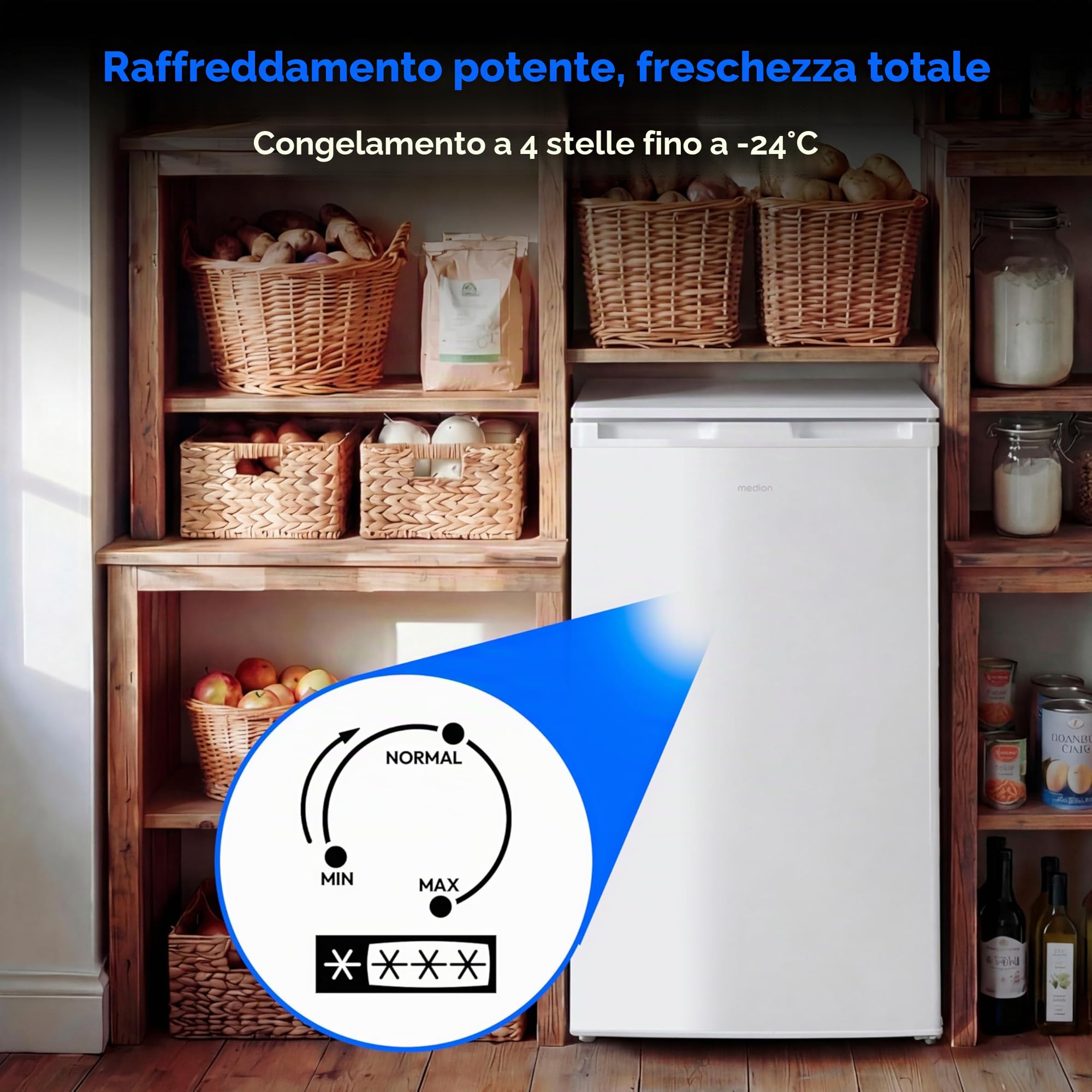 MEDION Congelatore (64 litri, altezza 85 cm, 3 cassetti trasparenti, apertura porta reversibile, MD37688)