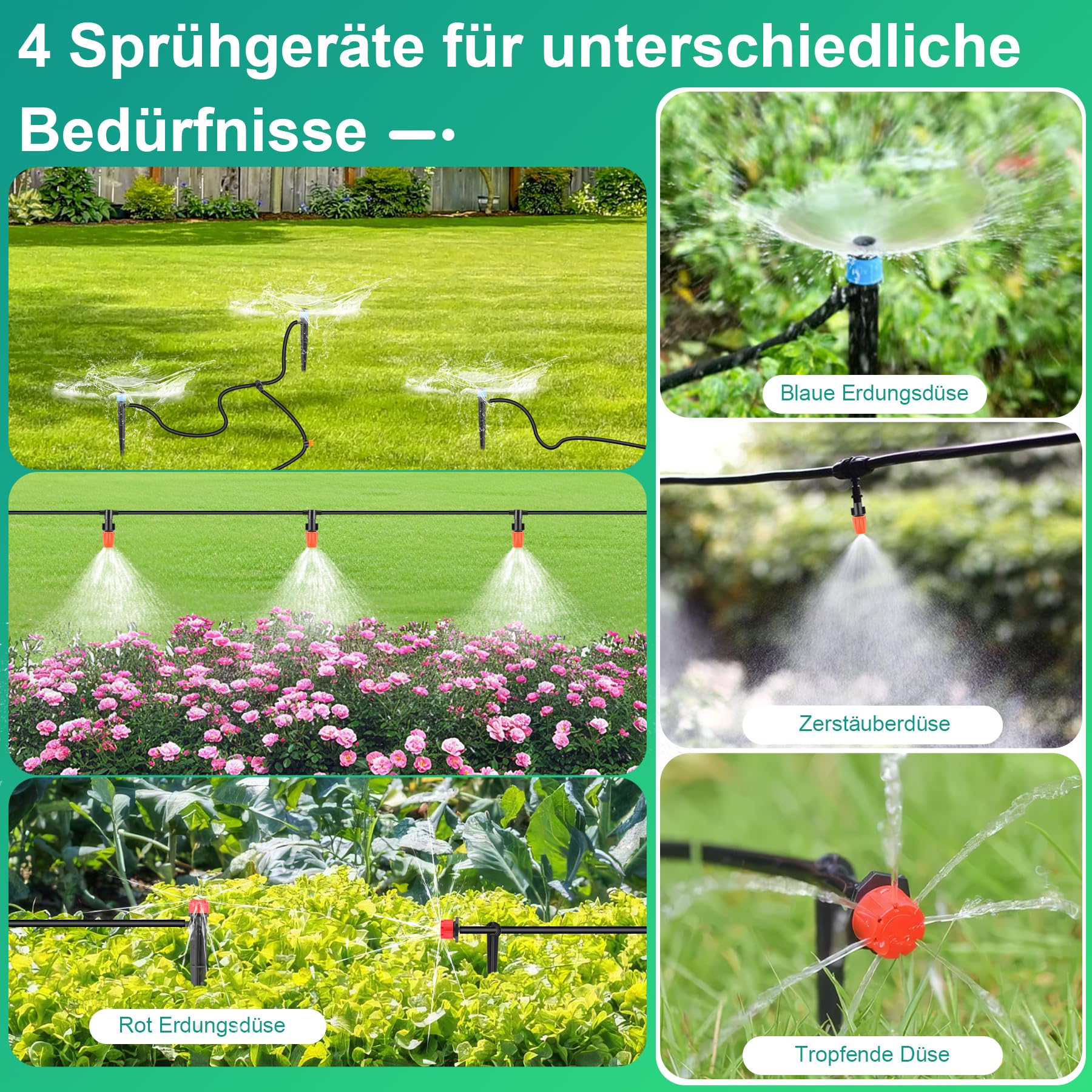 YAOBLUESEA Kit Irrigazione a Goccia 315PCS Impianto Irrigazione Giardino,60M + 15M Tubo Di Irrigazione Automatico Del Sistema Di Irrigazione a Goccia Kit per Prato, Giardino